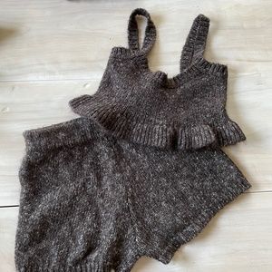 ZARA | Burgundy Brown Twisted Knit Co-ords Set - Small